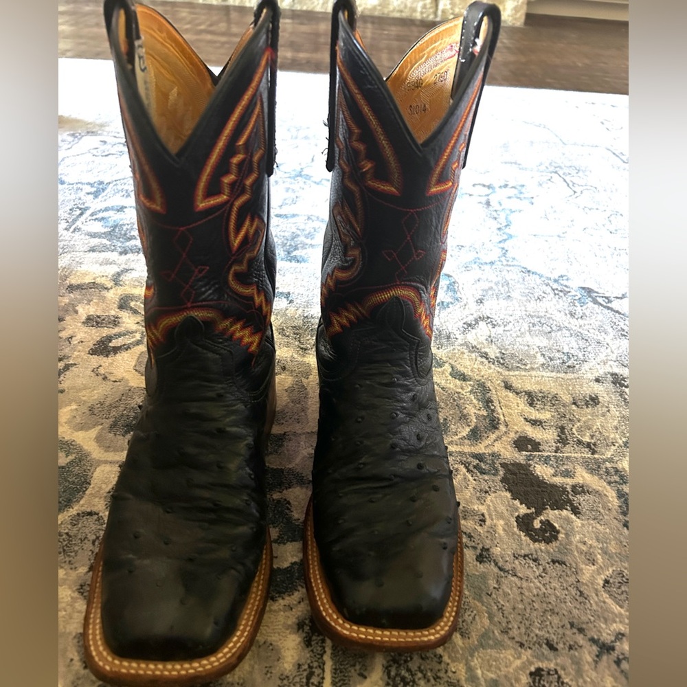 Women’s Anderson Bean Black Full Quill Ostrich Cowboy Boots Square-Toe